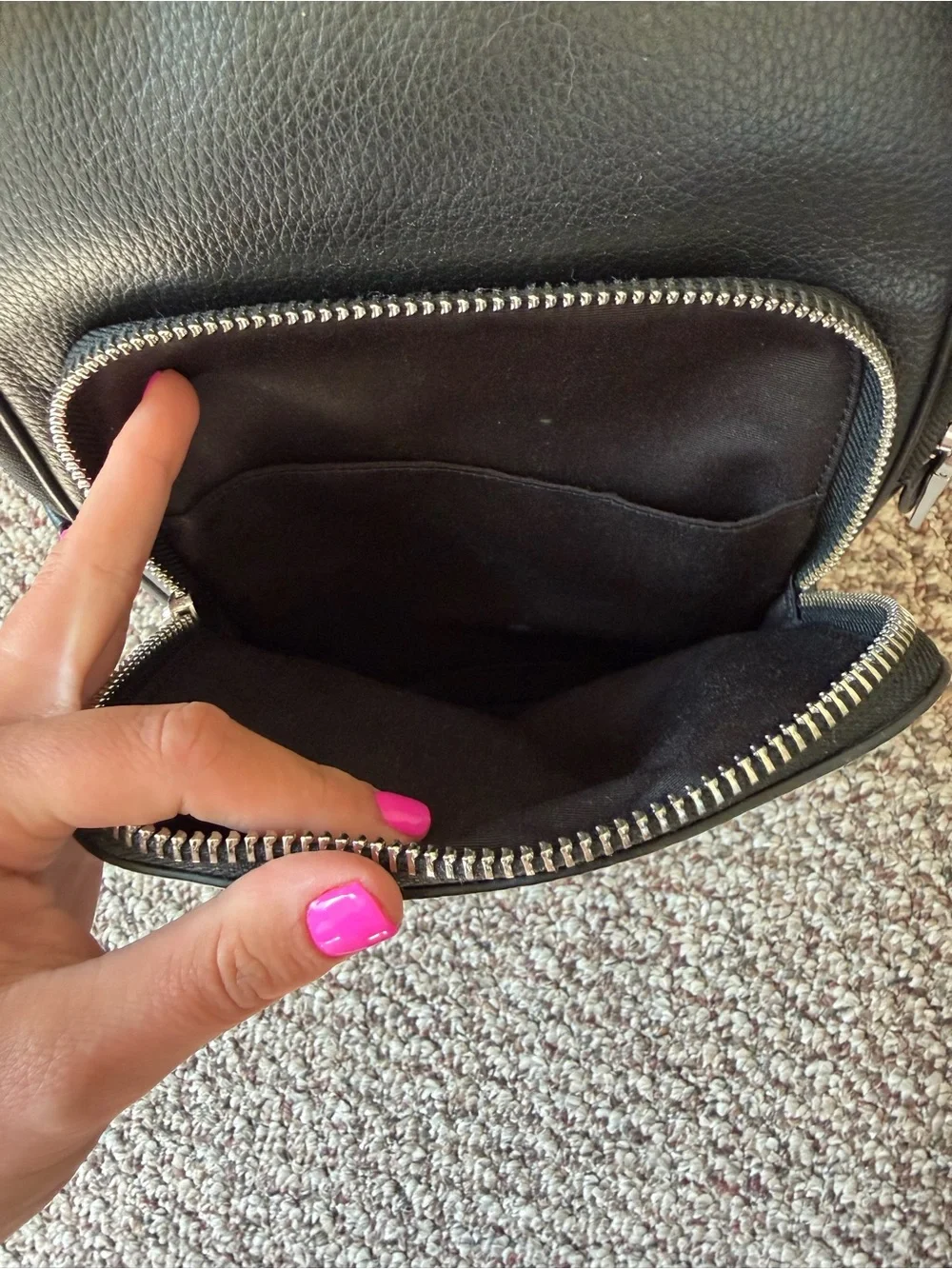 Coach Black Pebbled Leather Sling Bag with Silver Hardware